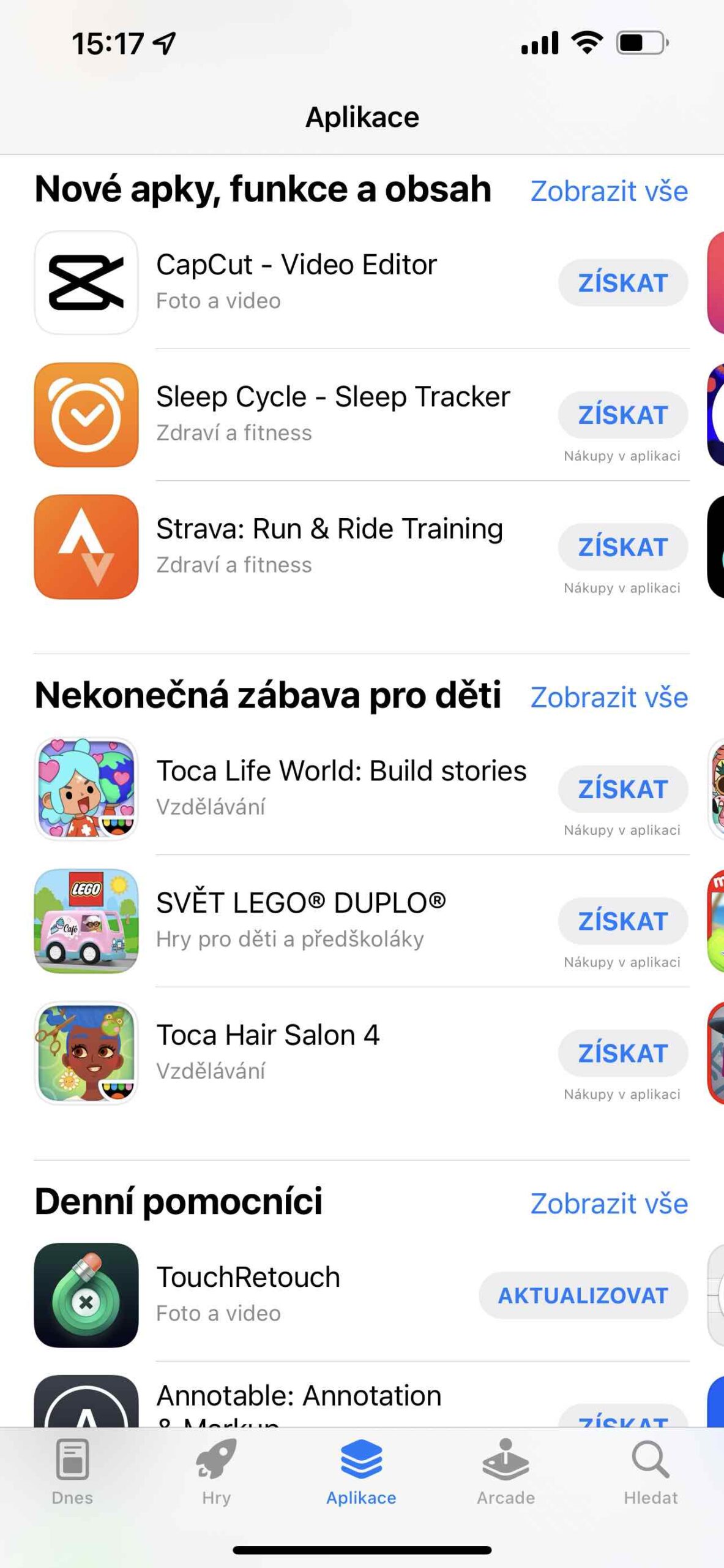 App Store 9 Aplikace a hry