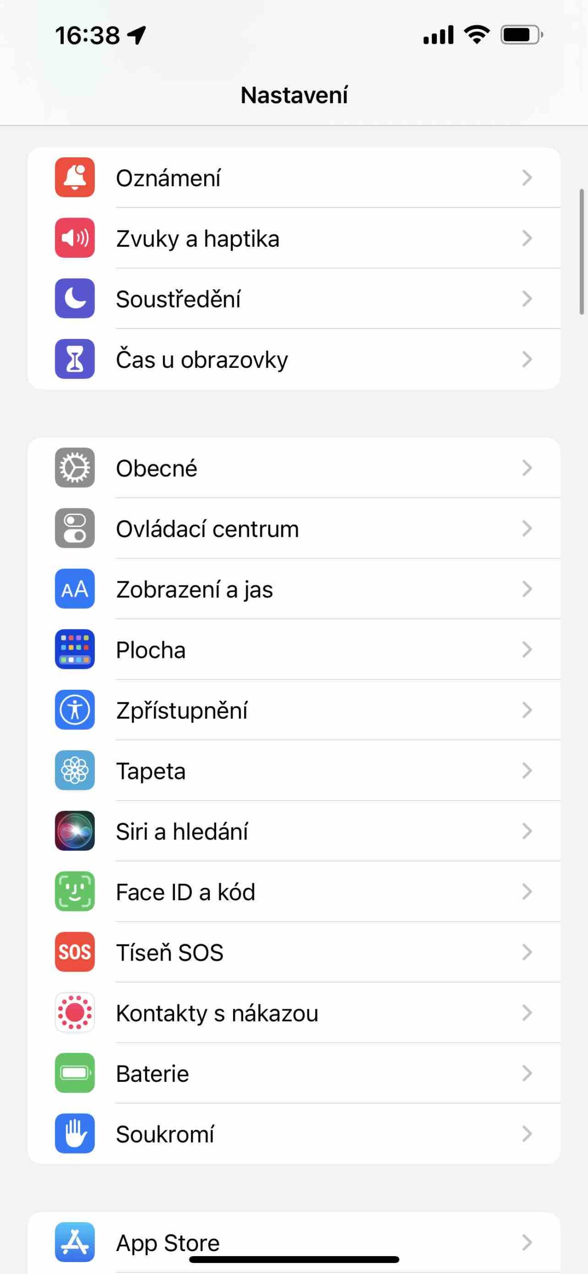 iOS Nastavení