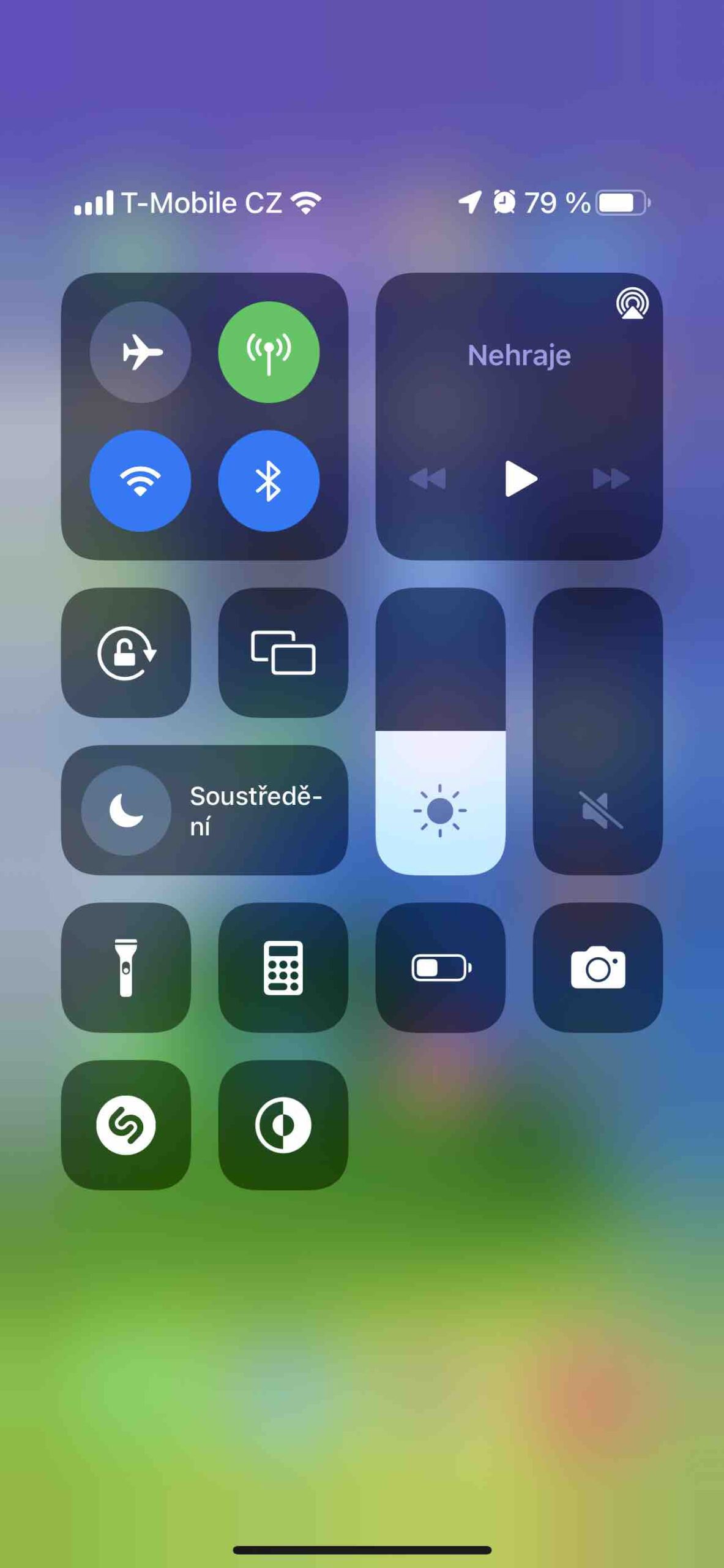 iOS ovládací centrum