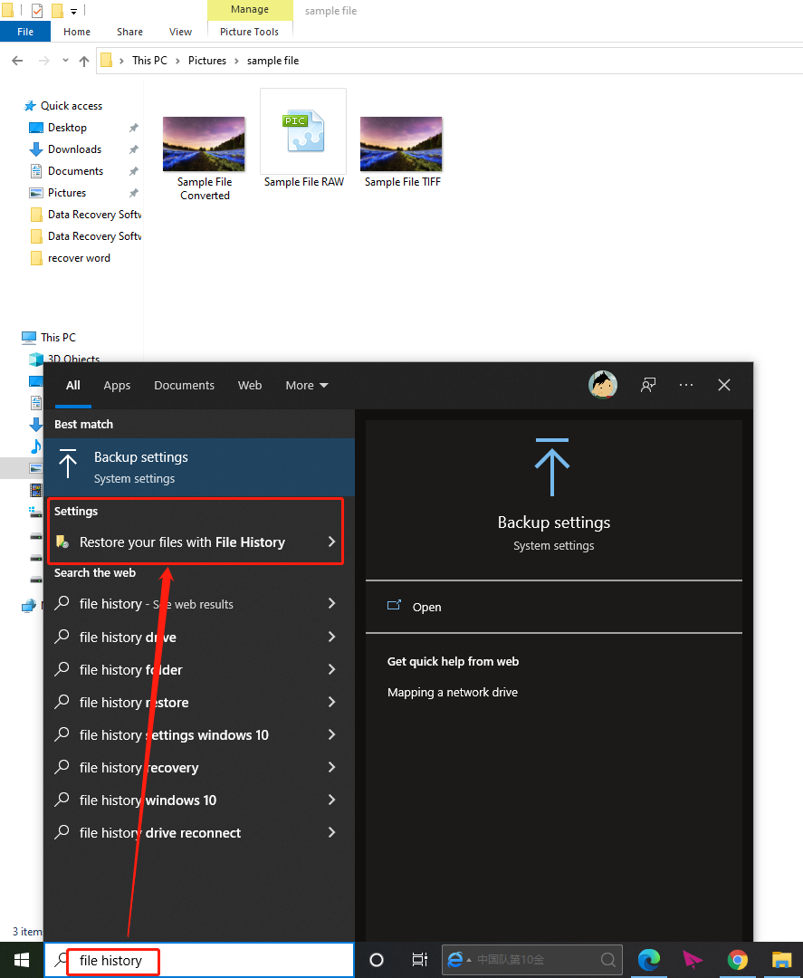 File History obnova dat 3 Obnova dat za pomoci File History