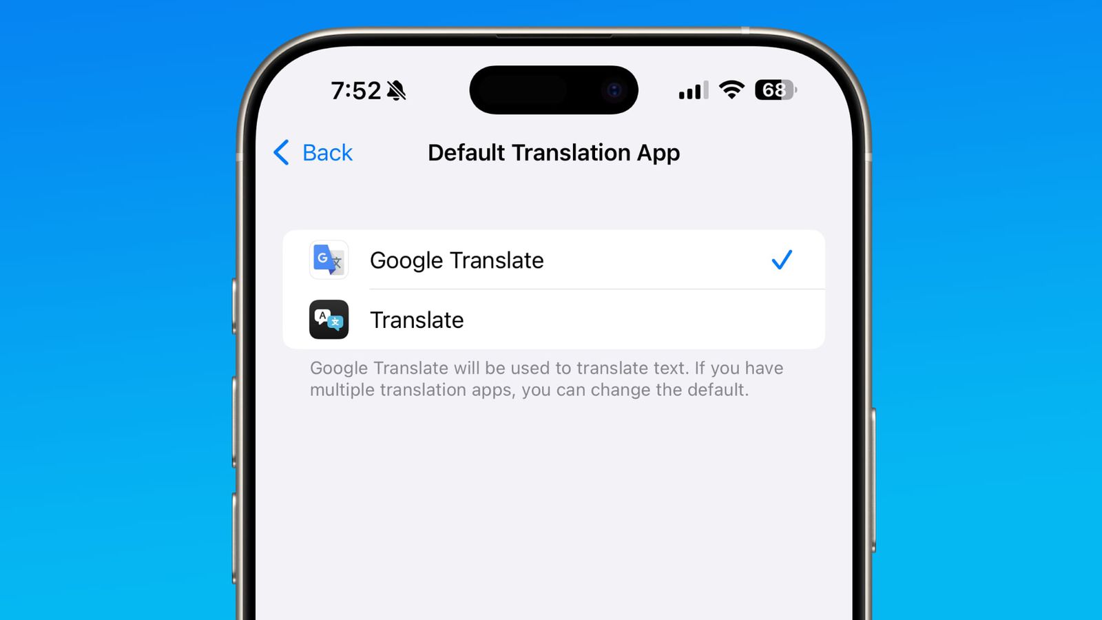 google translate default app ios
