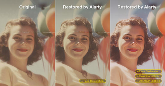 aiarty restore old photo comparison 550x288