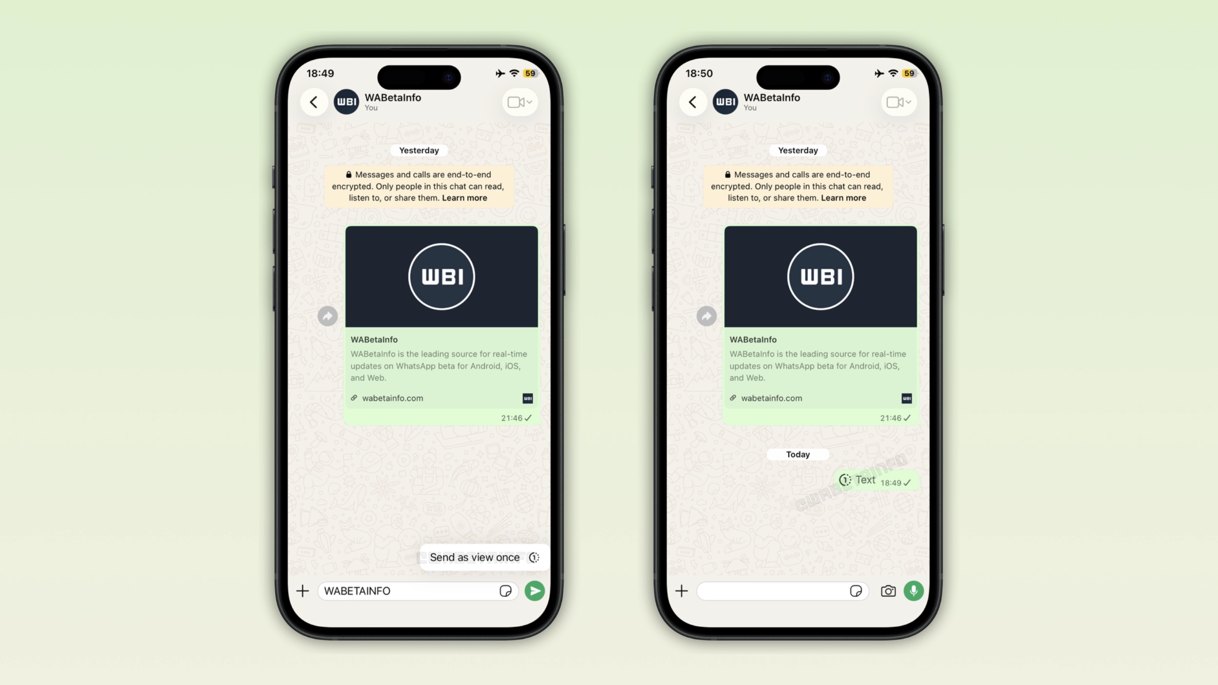 WA WHATSAPP VIEW ONCE TEXT MESSAGES FEATURE IOS