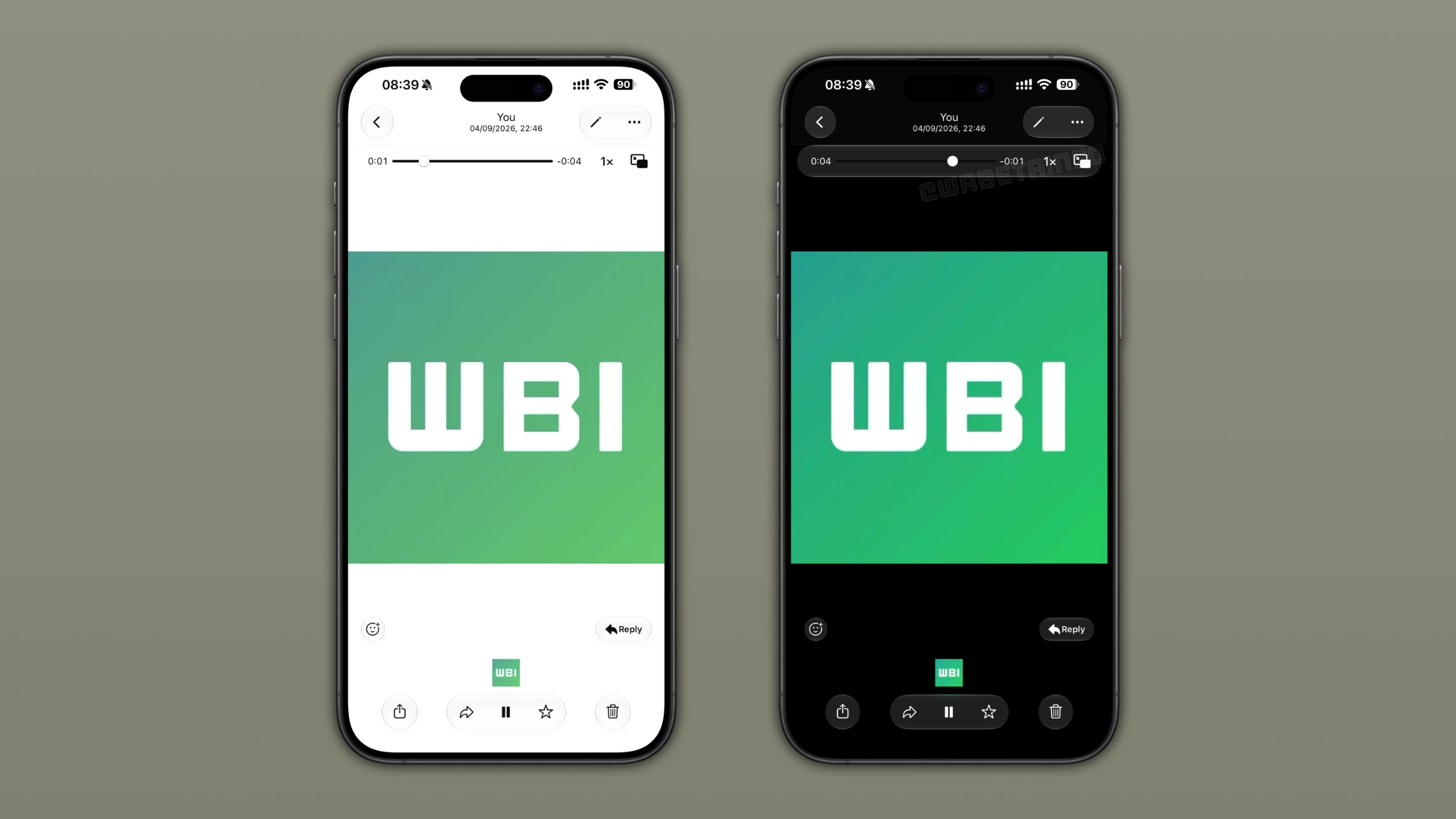 WA LIQUID GLASS VIDEO PLAYER PROGRESS BAR FEATURE IOS